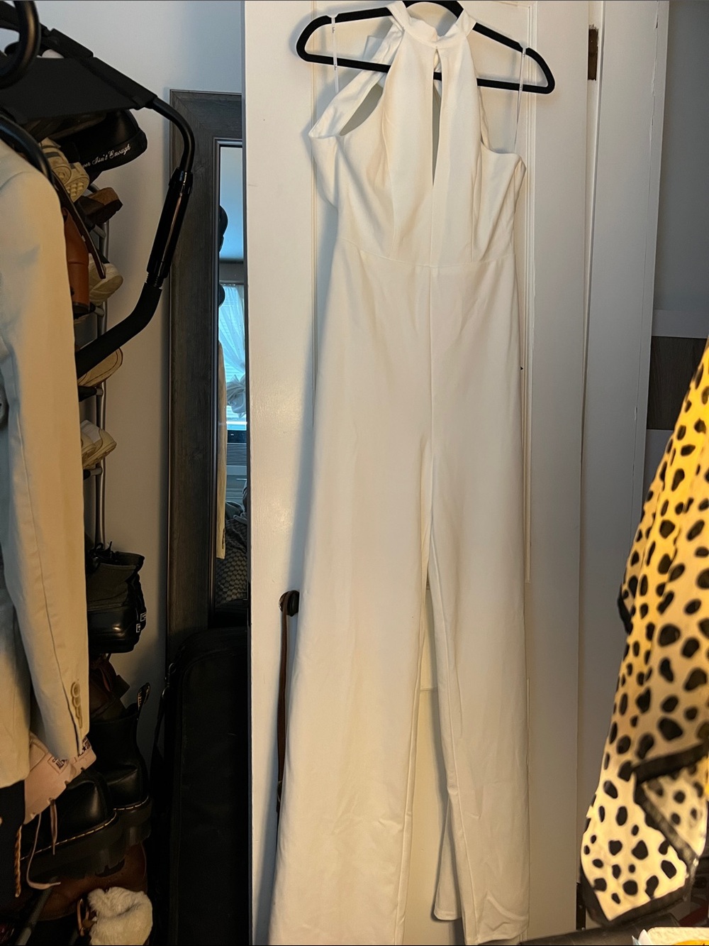 Lulu's White Halter Tie-Neck Jumpsuit